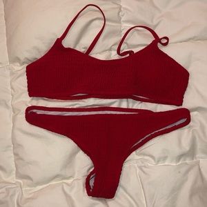 Shein Red bikini with ruffle material